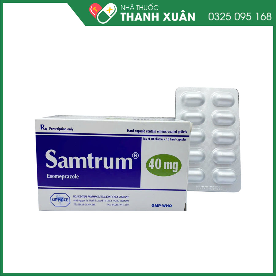 Samtrum 40mg thuốc điều trị triệu chứng bệnh dạ dày và trào ngược dạ dày thực quản, hội chứng Zollinger - Ellison